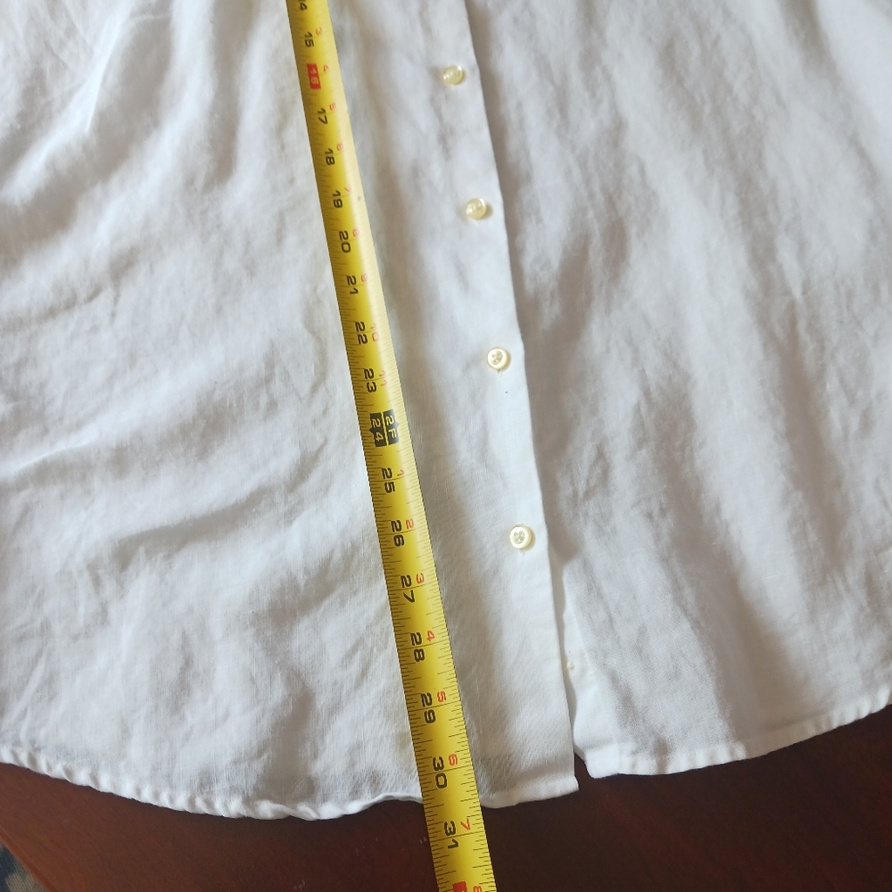 Lands' End White Linen Button Front Shirt sz 14 EUC - Picture 6 of 6